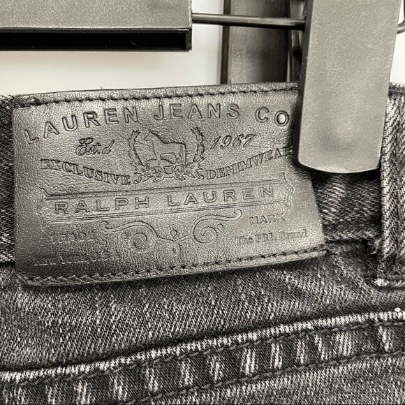 [2] Lauren By Ralph Lauren Black Classic Straight Leg Jeans Fall Cotton Denim - Picture 8 of 13